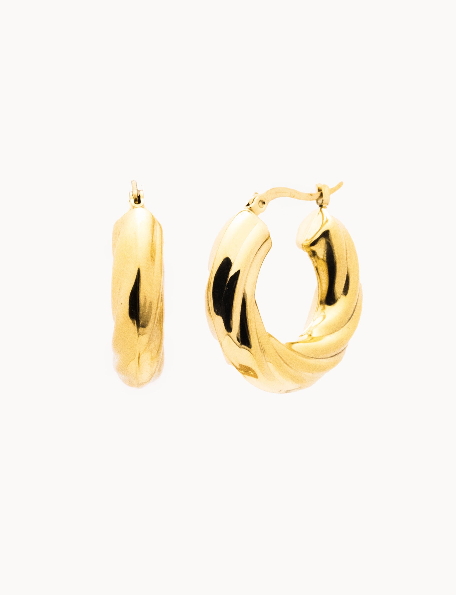 Orecchini Bicolore Oro 18k (750) - Modello Curvas Bands 15mm - Gioielli Donna Con Confezione Regalo